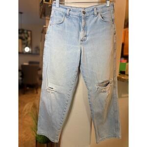 Rustler Vintage Relaxed Fit Distressed Straight Leg Jeans Juniors Size 14
